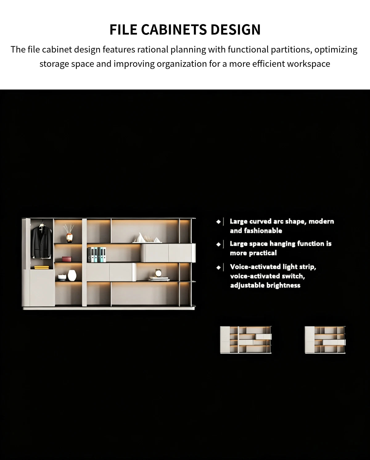 Modern Executive Desk 94-149 in Wide with Curved & LED Lighting for Home Office — Detail image 7