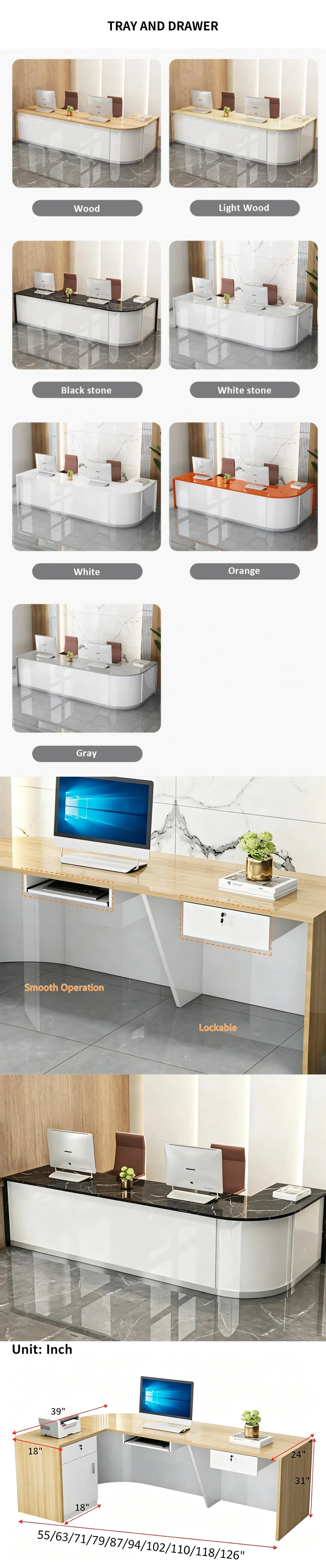 Customizable Luxury Durable Reception Desk — Detail image 5