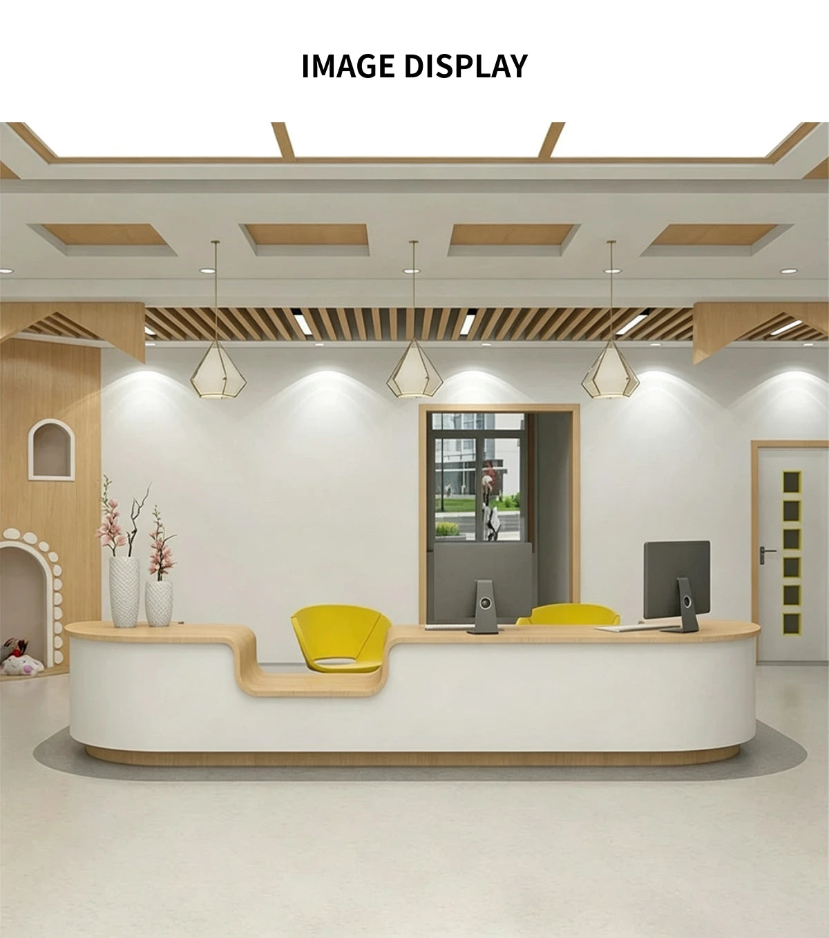 U-Shaped Reception Desk 63-236 in Wide with File Drawers & Lumbar Support for Office Lobby — Detail image 8