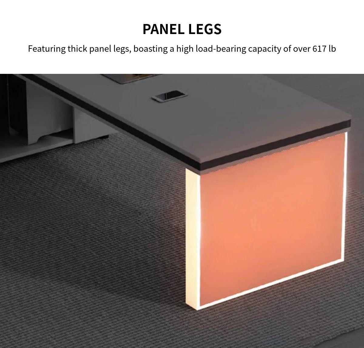 Modern Executive Desk with Cable Management & File Drawers for Home Office — Detail image 9