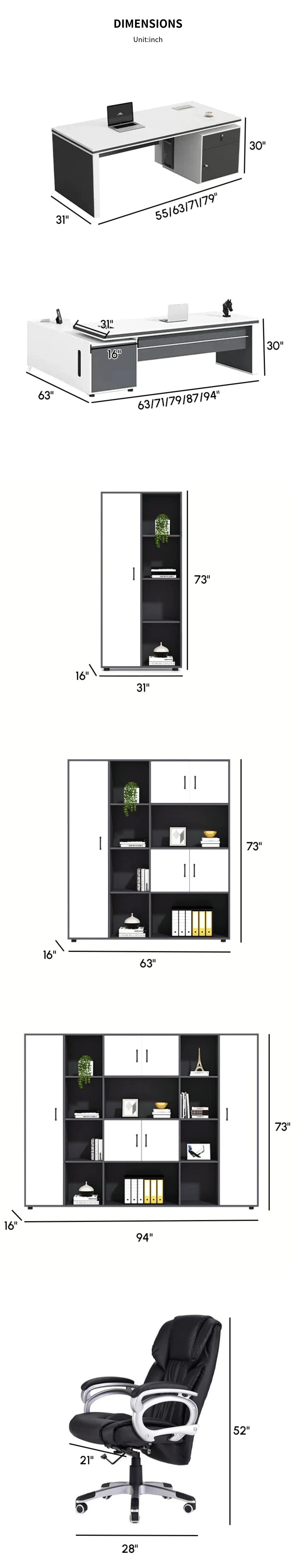 Modern Executive Desk with Cable Management & File Drawers for Home Office — Detail image 13