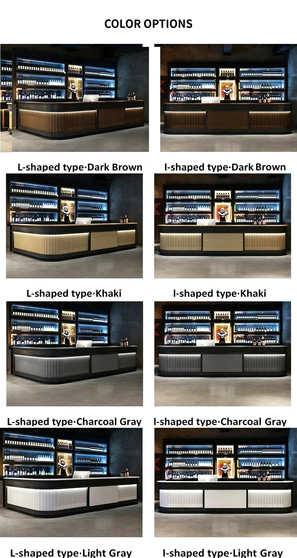 L-Shaped Reception Desk 47-118 in Wide with LED Lighting & Fluted Front for Office Lobby — Detail image 7