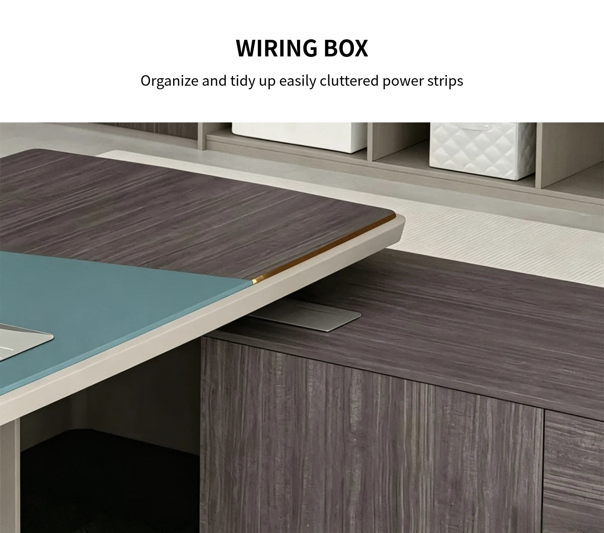 Modern Executive Desk with Cable Management, Side Storage & Lumbar Support for Home Office — Detail image 2