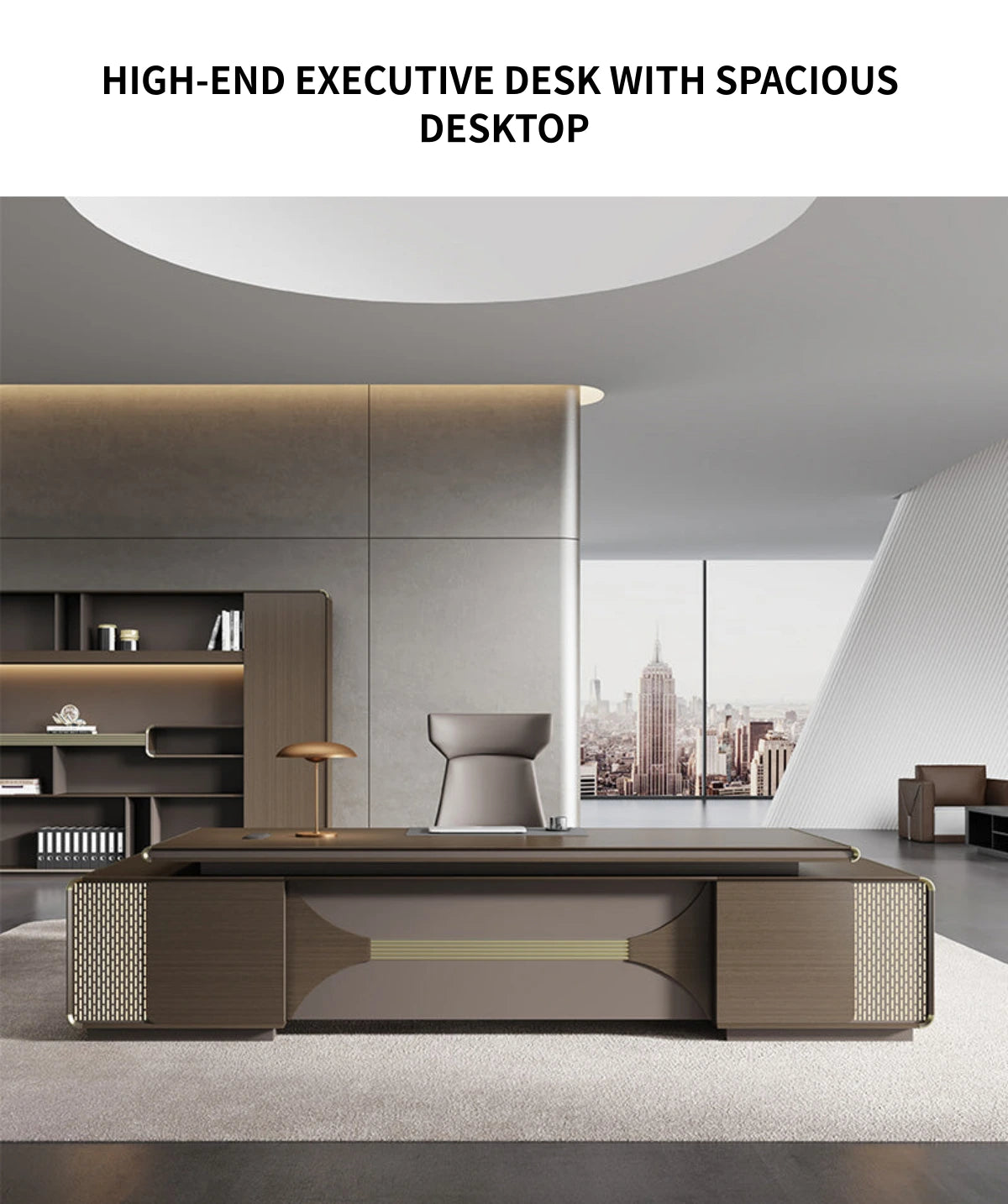 Modern Executive Desk with Cable Management & Lumbar Support for Home Office — Detail image 1