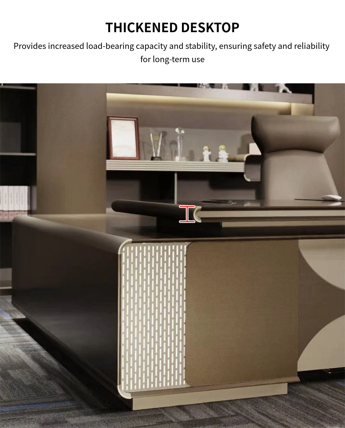 Modern Executive Desk with Cable Management & Lumbar Support for Home Office — Detail image 3