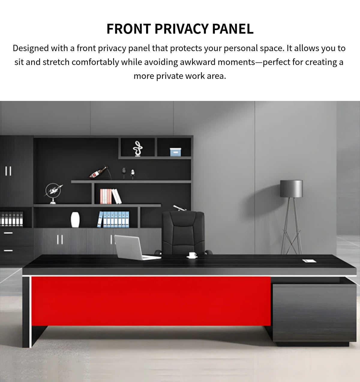 Modern Executive Desk with Cable Management, Side Storage & Lumbar Support for Home Office — Detail image 10