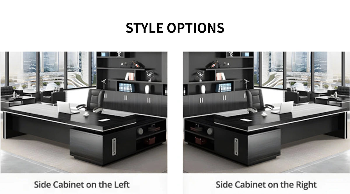 Modern Executive Desk with Cable Management, Side Storage & Lumbar Support for Home Office — Detail image 15