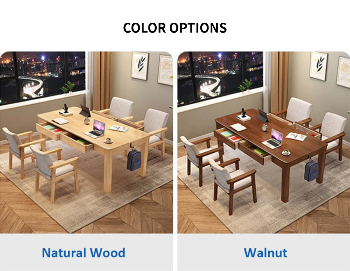 Modern Conference Table 63-71 in Wide (5.2-5.9 ft) with Solid Wood & File Drawers — Detail image 7