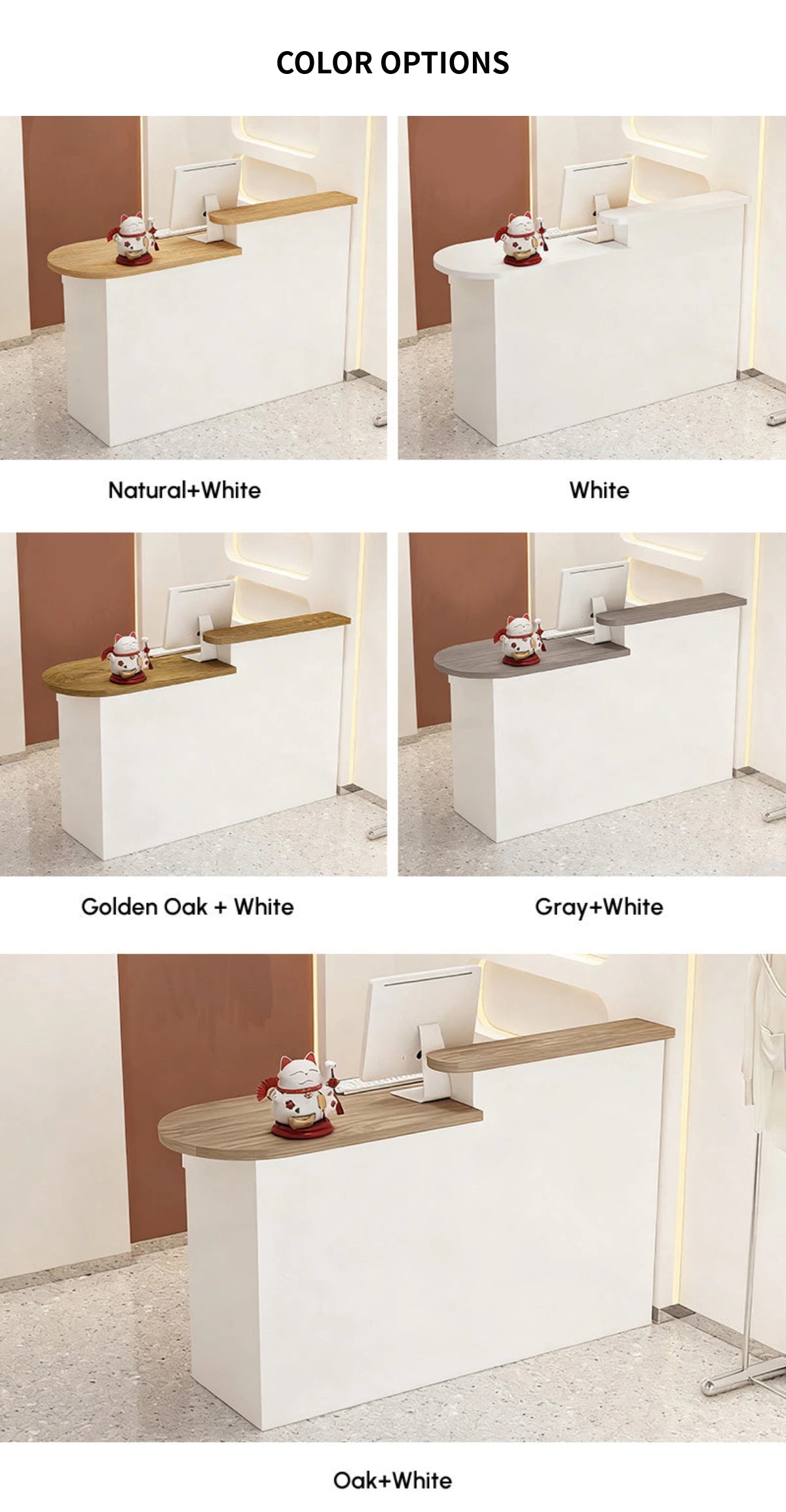 Curved Reception Desk 31-94 in Wide with Cable Management, Lockable & File Drawers — Detail image 12