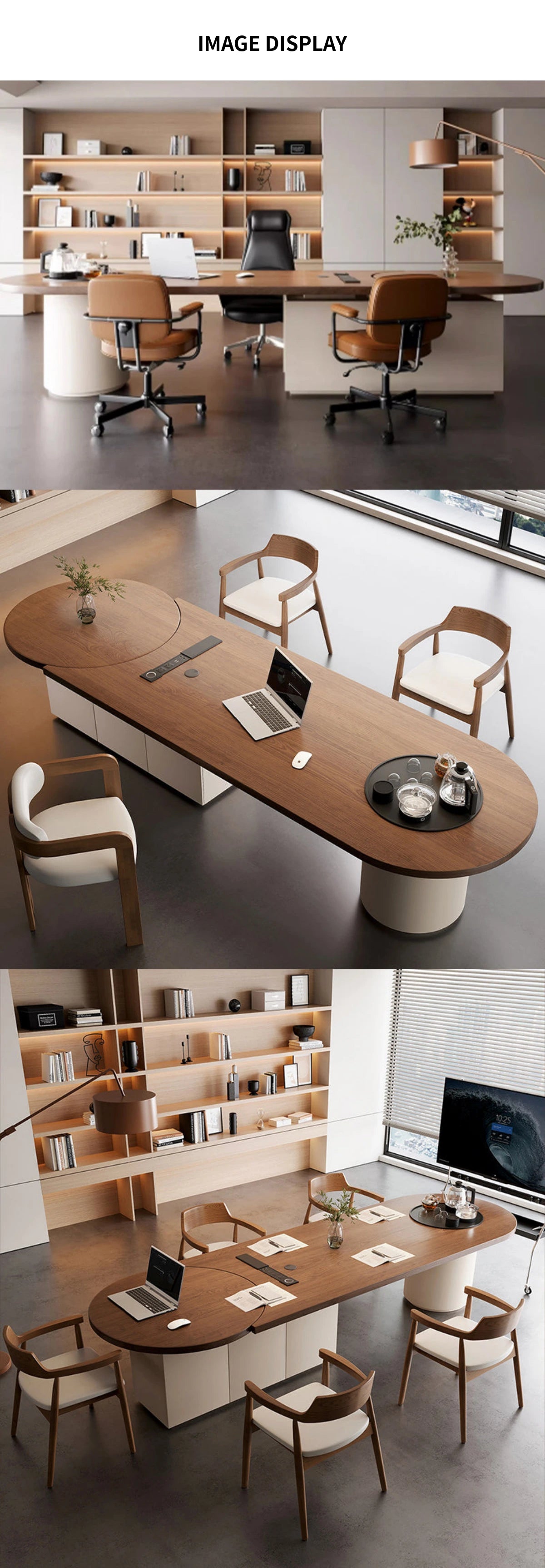Executive Desk 87-157 in Wide with Built-In Outlets, Wireless Charging & Cable Management — Detail image 13