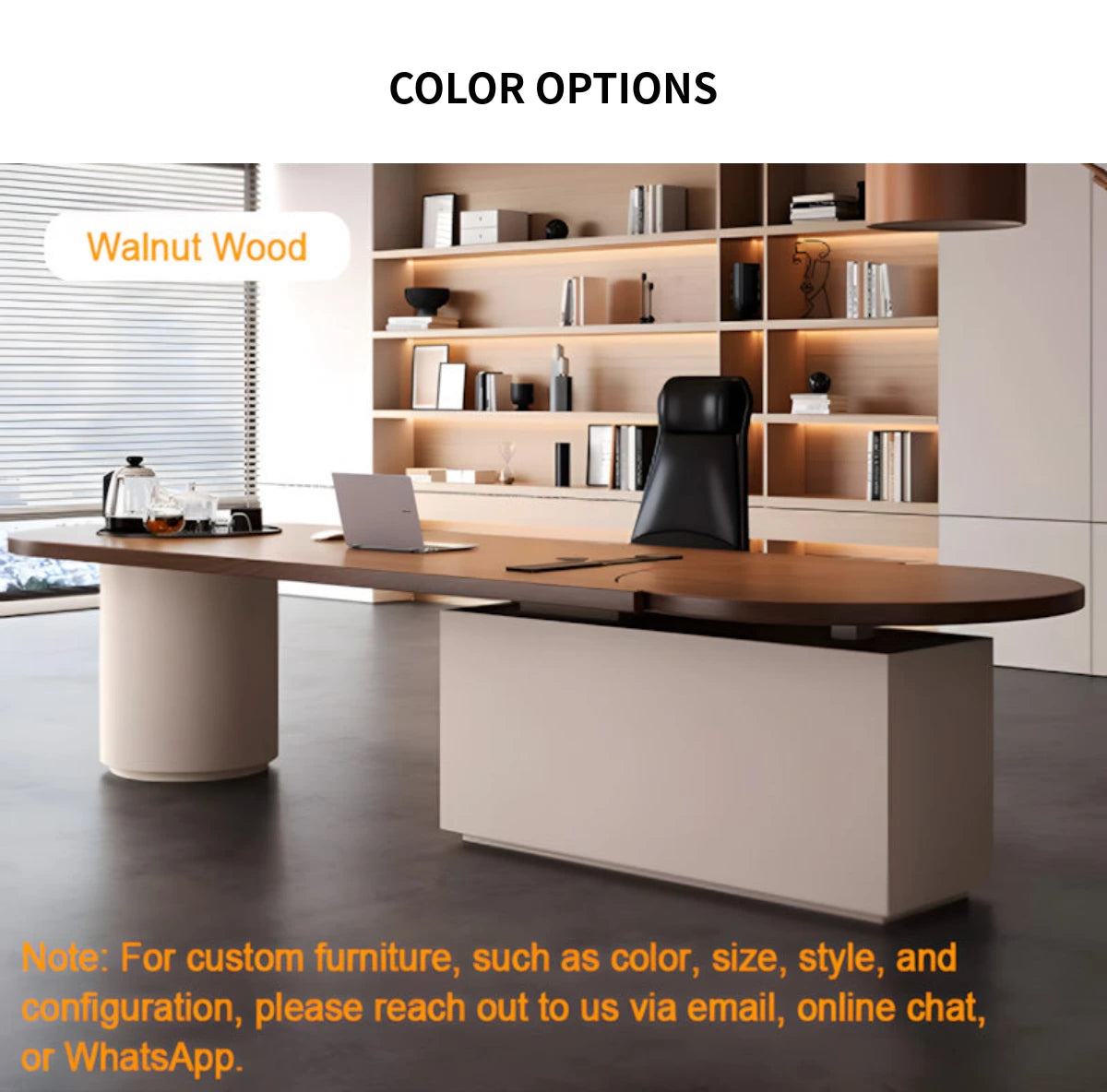 Executive Desk 87-157 in Wide with Built-In Outlets, Wireless Charging & Cable Management — Detail image 14
