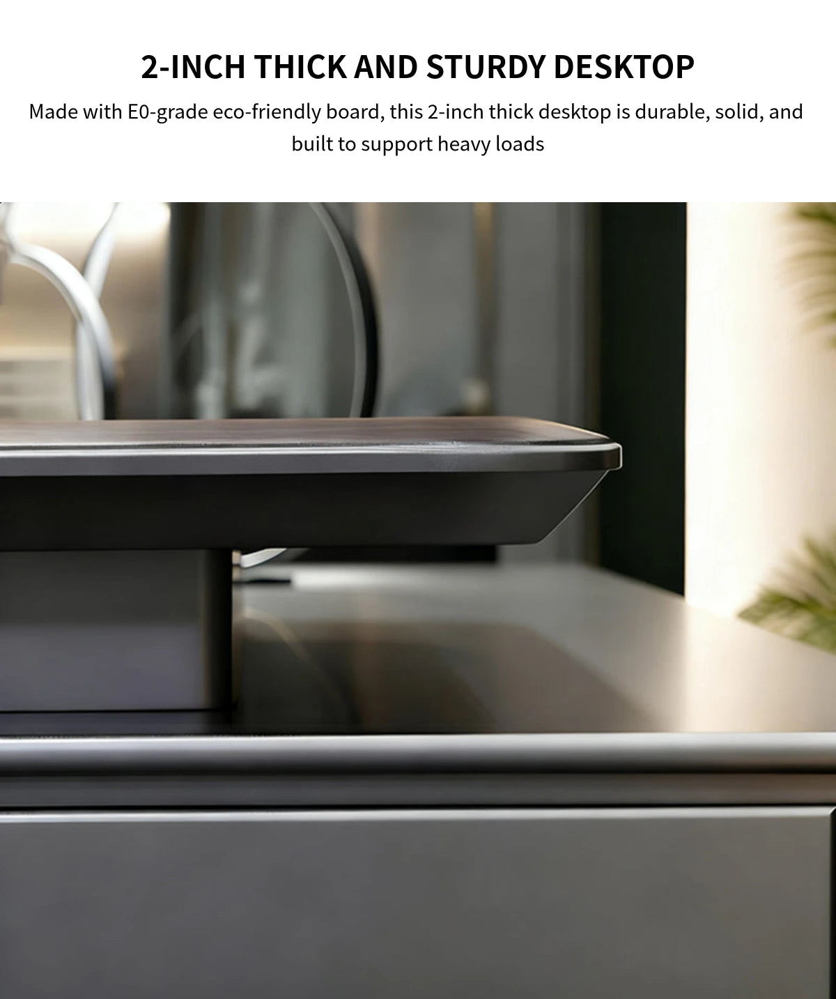 Modern Executive Desk with Curved, Cable Management & LED Lighting for Home Office — Detail image 6