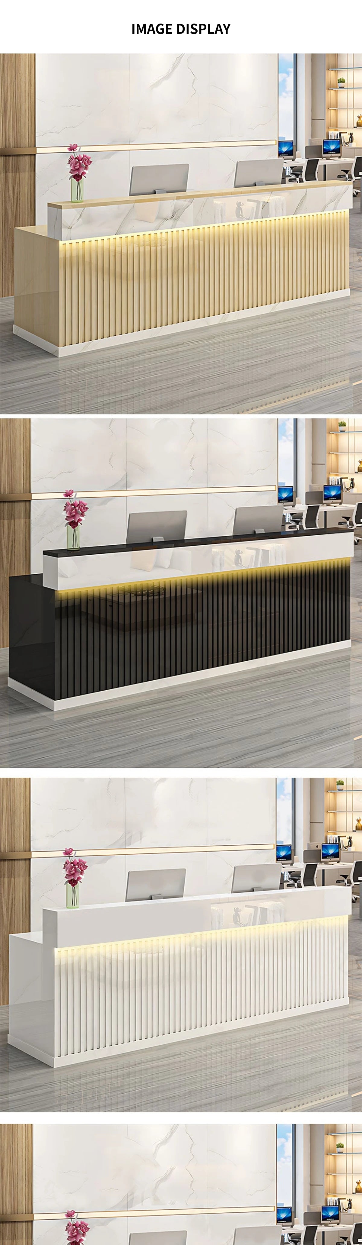 Retail Reception Desk 47-79 in Wide with Cable Management, LED Lighting & Keyboard Tray — Detail image 14