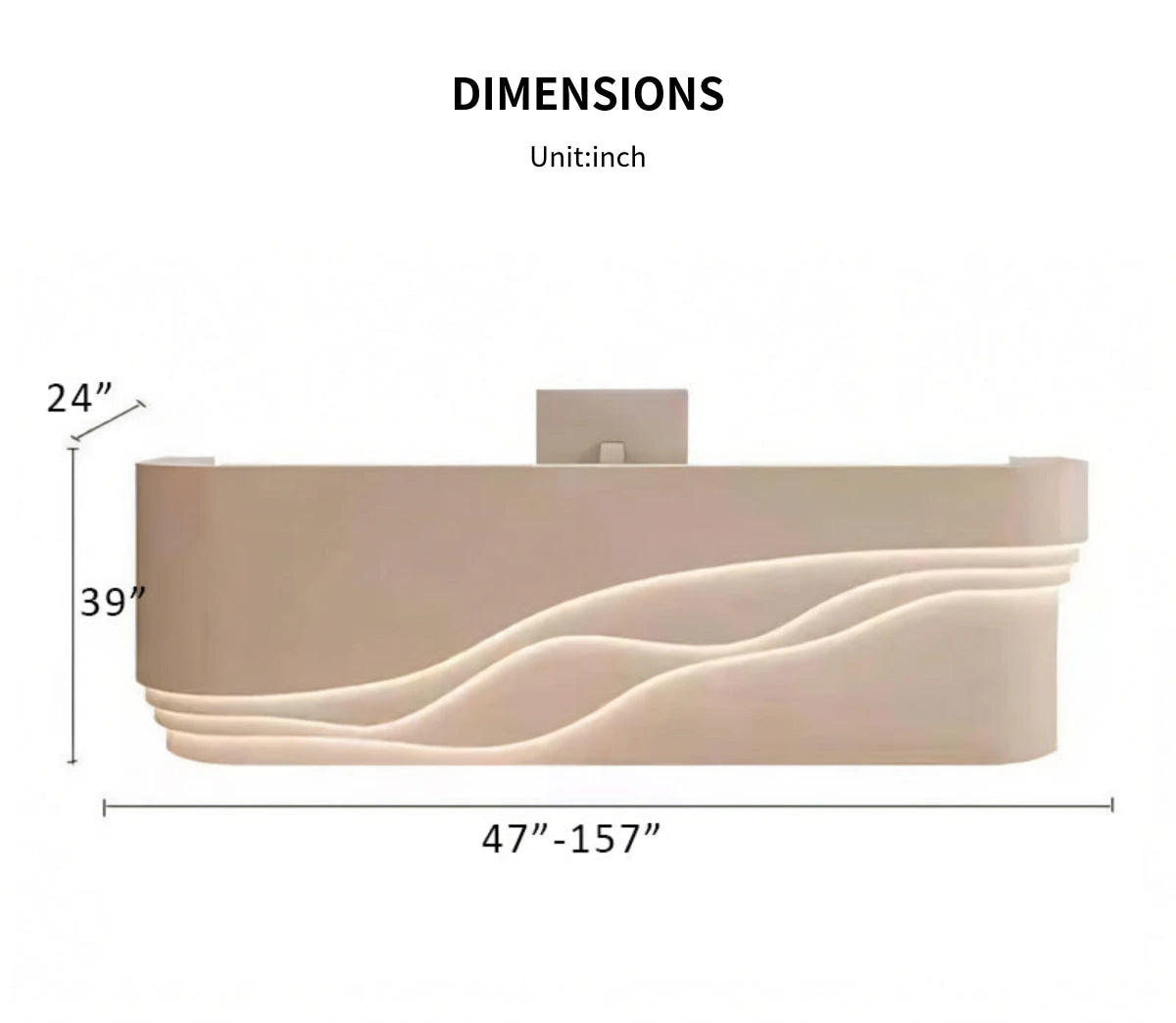Curved Reception Desk 59-142 in Wide with File Drawers, LED Lighting & Lumbar Support — Detail image 7