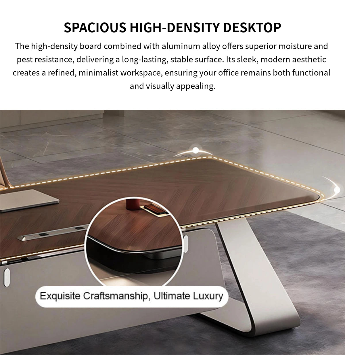 Modern Executive Desk with Wireless Charging, Privacy Panel & Curved for Home Office — Detail image 3