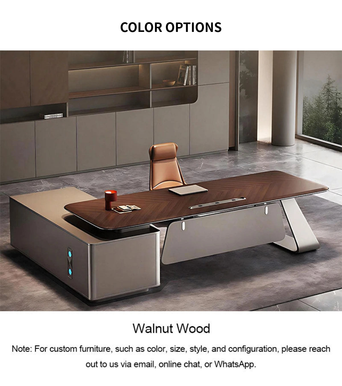 Modern Executive Desk with Wireless Charging, Privacy Panel & Curved for Home Office — Detail image 13