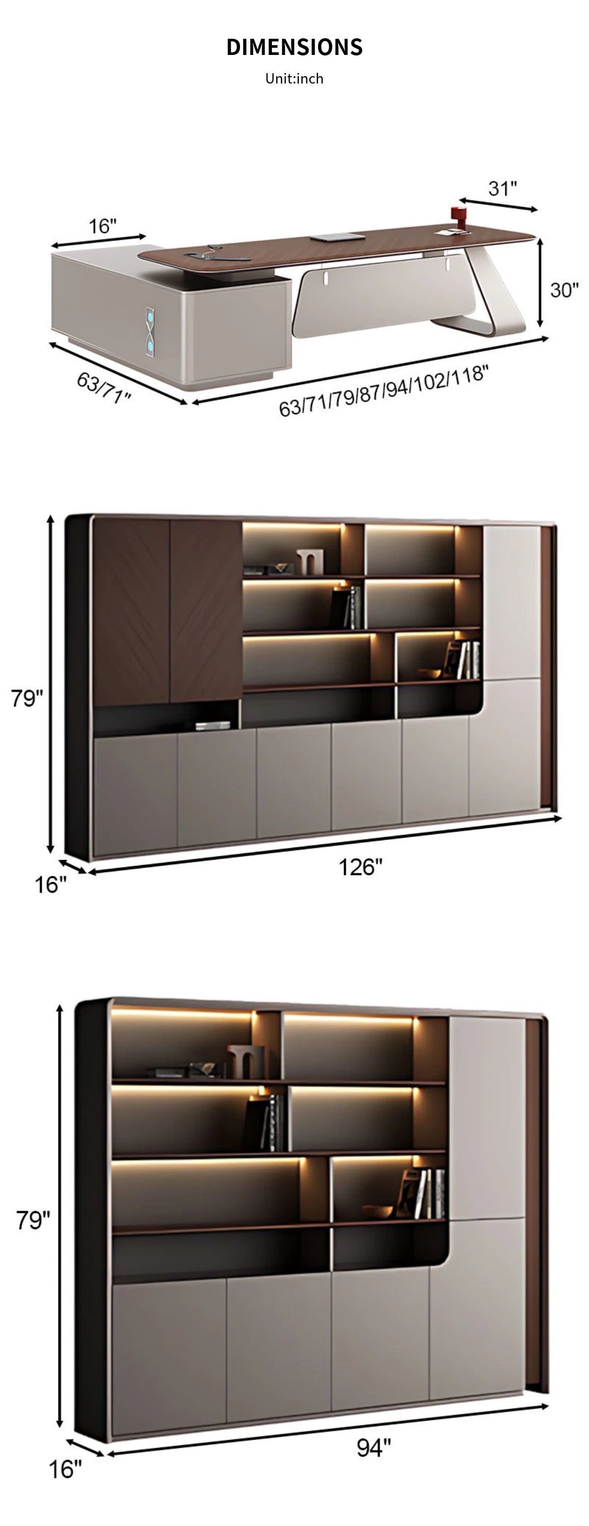 Modern Executive Desk with Wireless Charging, Privacy Panel & Curved for Home Office — Detail image 14