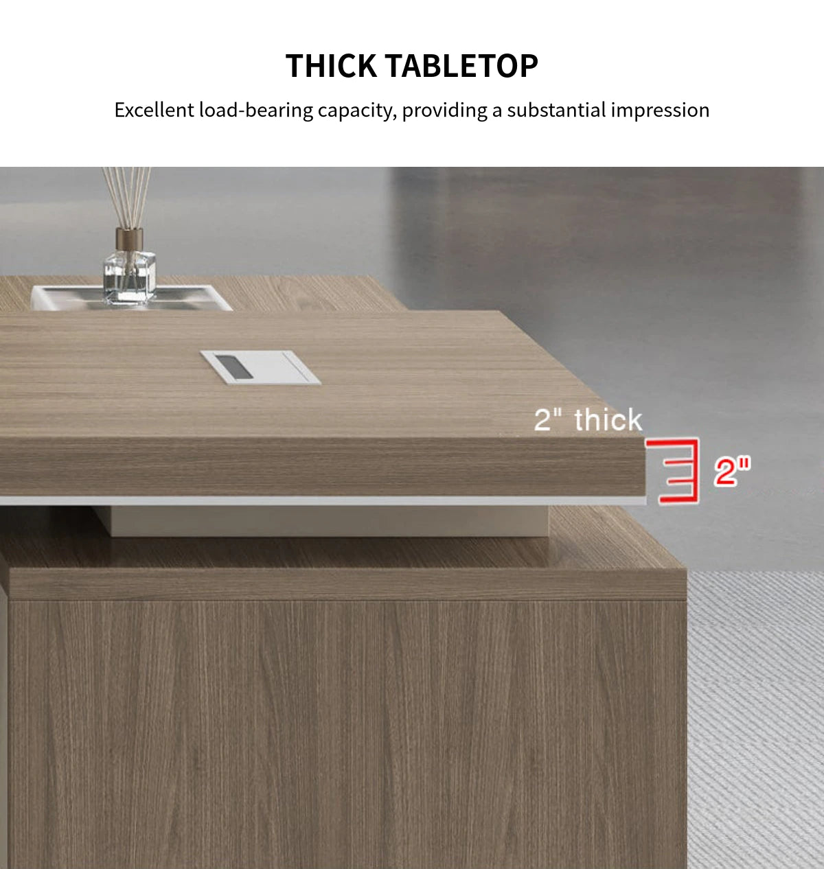 Modern Executive Desk 71-118 in Wide with Side Storage & Lumbar Support for Home Office — Detail image 3
