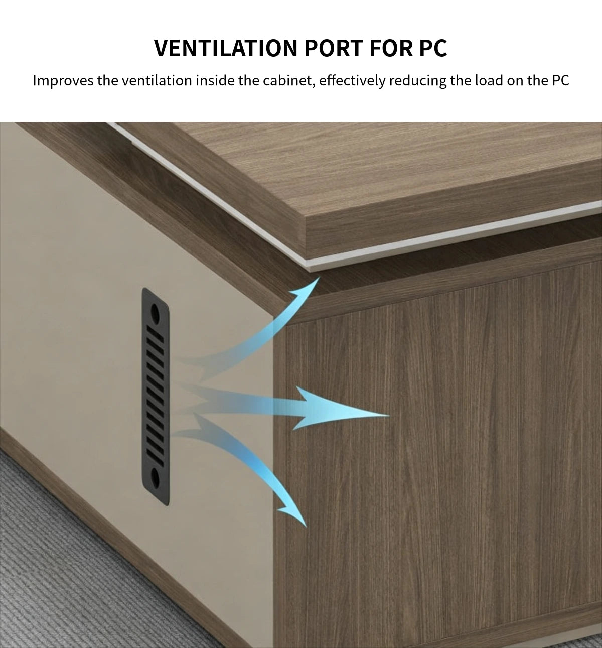 Modern Executive Desk 71-118 in Wide with Side Storage & Lumbar Support for Home Office — Detail image 5