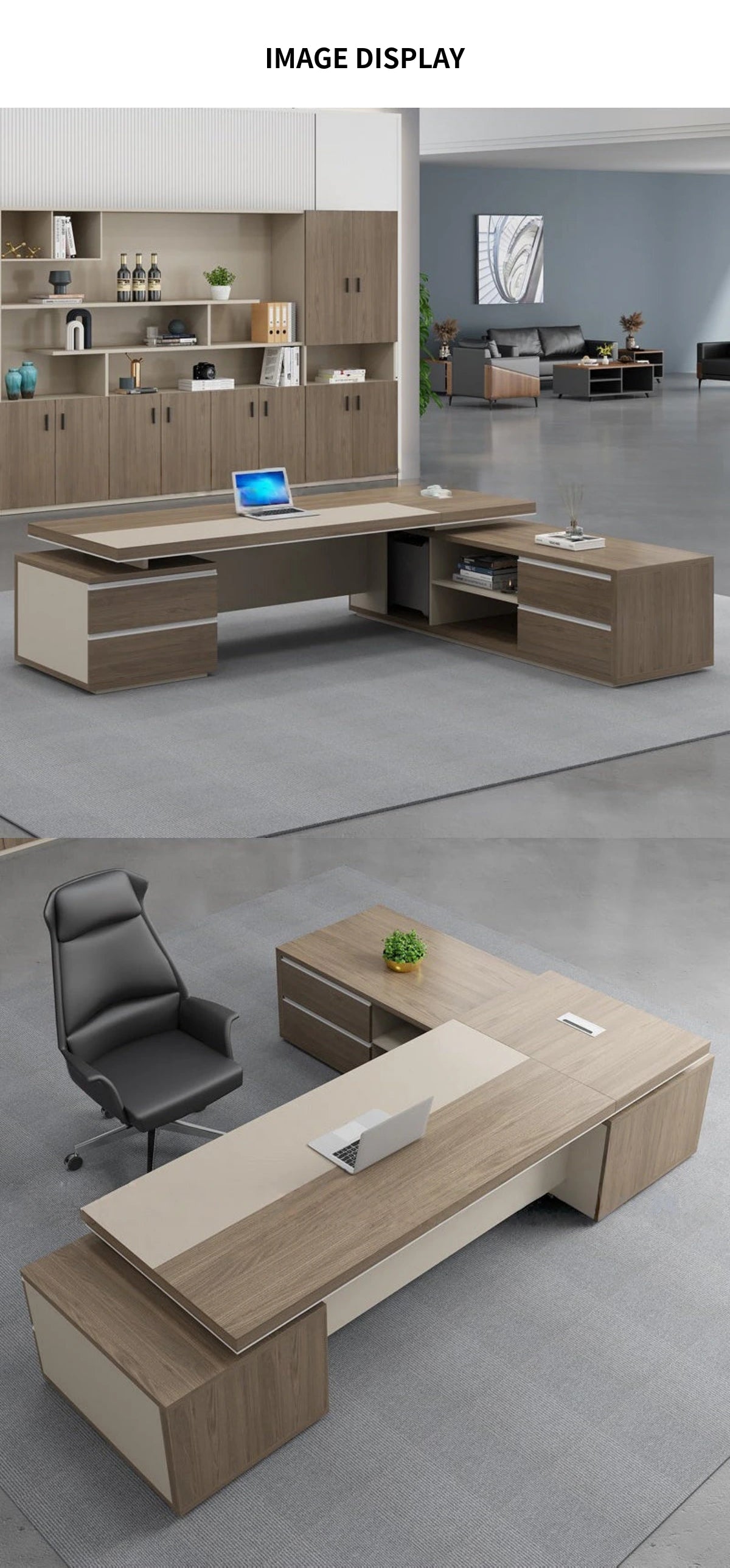 Modern Executive Desk 71-118 in Wide with Side Storage & Lumbar Support for Home Office — Detail image 6