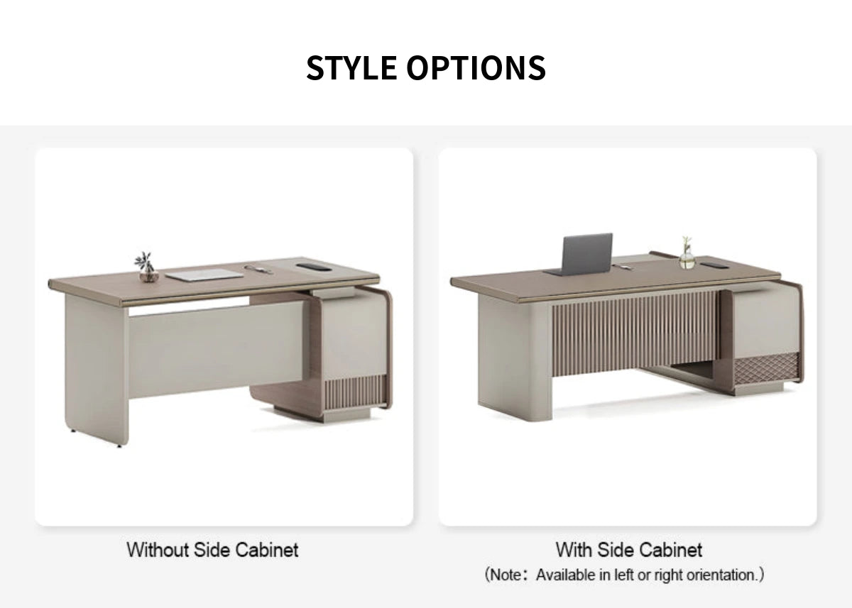 Modern Executive Desk with Side Storage, Curved & Cable Management for Home Office — Detail image 10