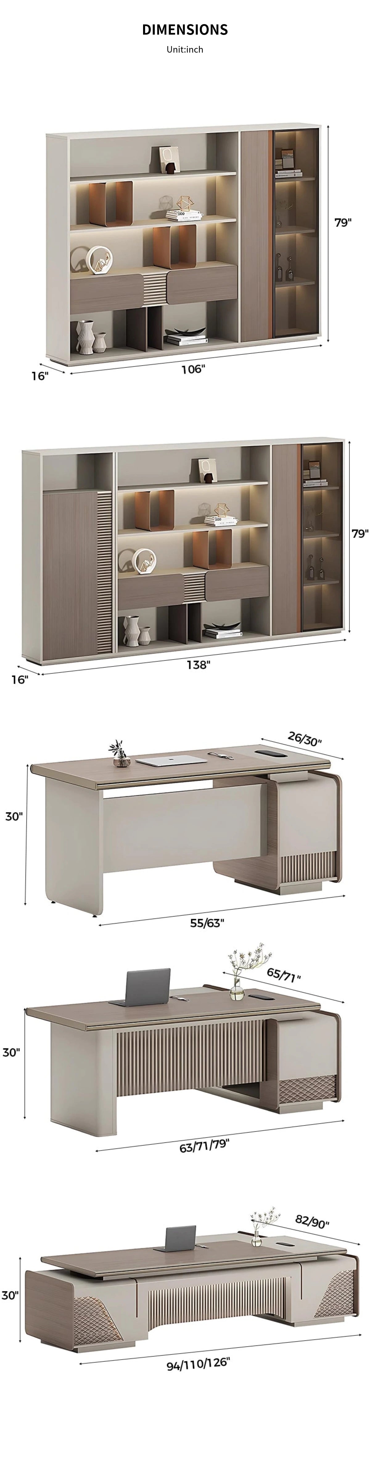 Modern Executive Desk with Side Storage, Curved & Cable Management for Home Office — Detail image 12