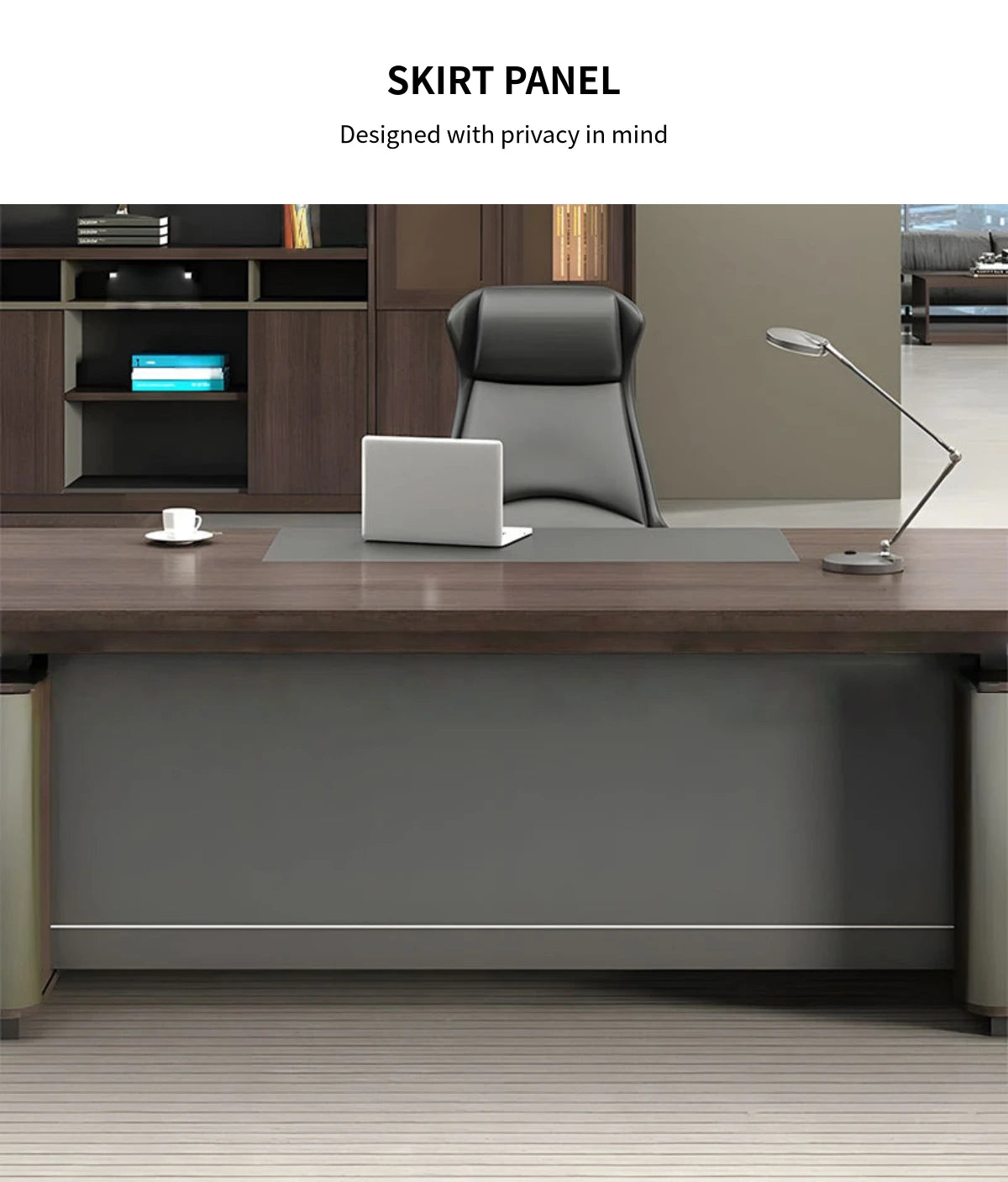 Modern Executive Desk 22-126 in Wide with Curved & Cable Management for Home Office — Detail image 5