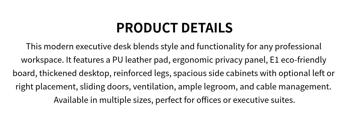 Modern Executive Desk with Cable Management, Side Storage & Lumbar Support for Home Office — Detail image 1