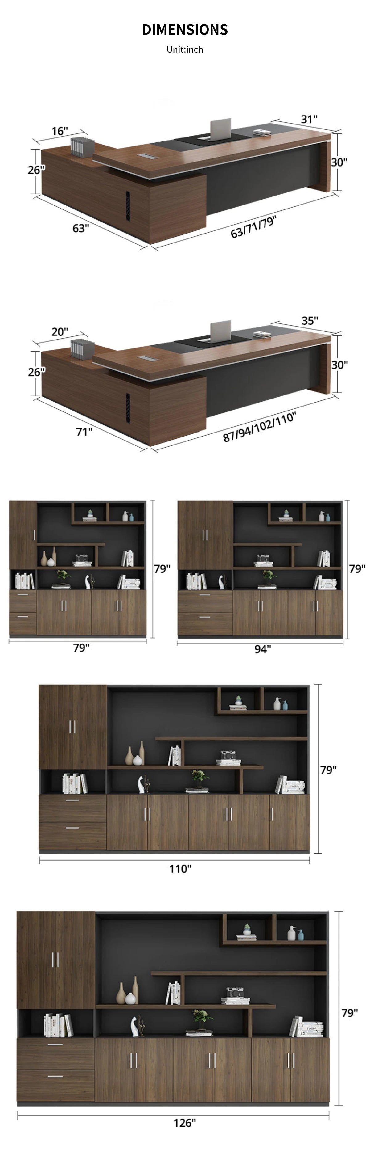 Modern Executive Desk with Cable Management, Side Storage & Lumbar Support for Home Office — Detail image 17