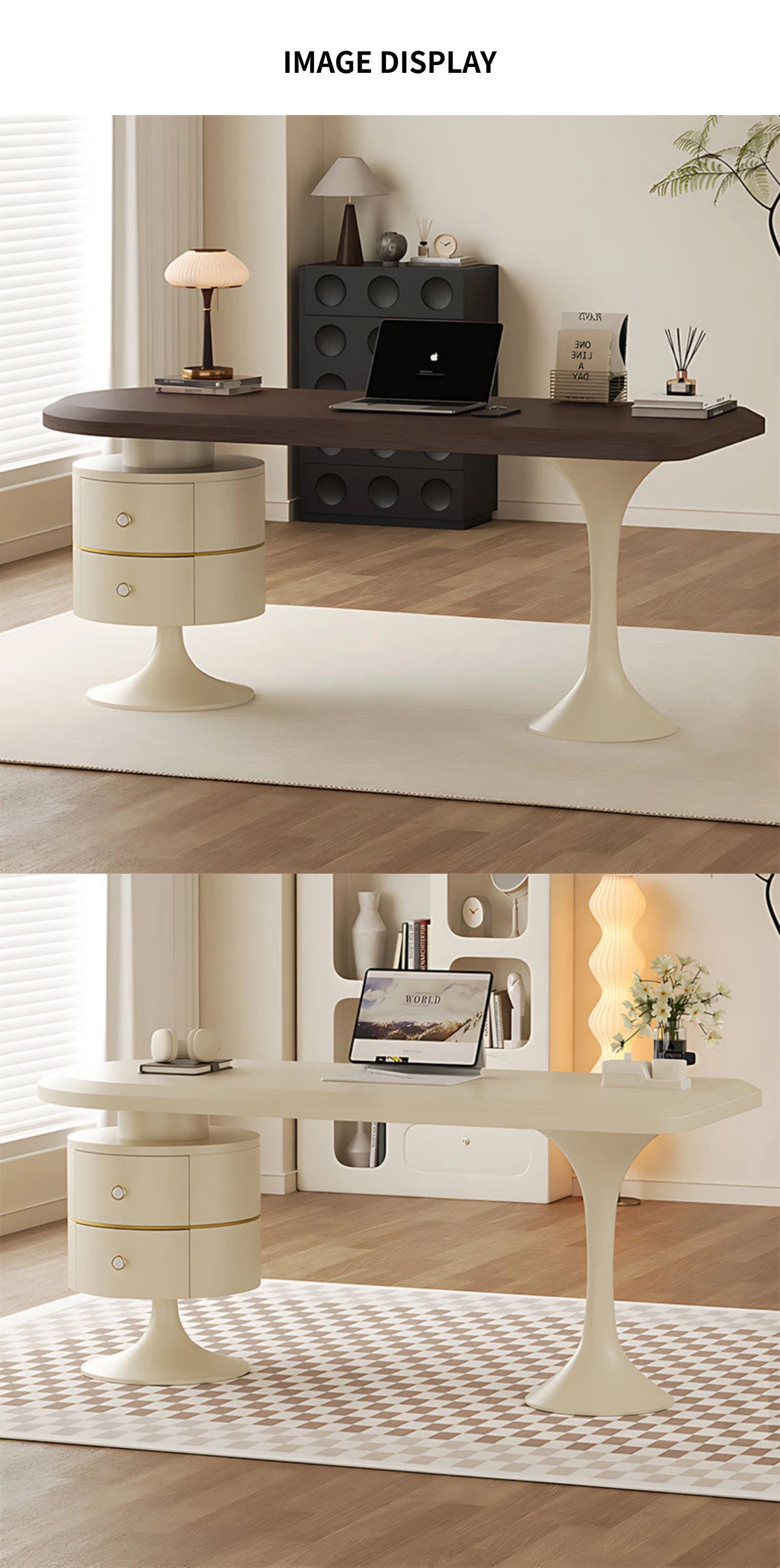 Curved Reception Desk with Lumbar Support, Solid Wood & File Drawers for Office Lobby — Detail image 8