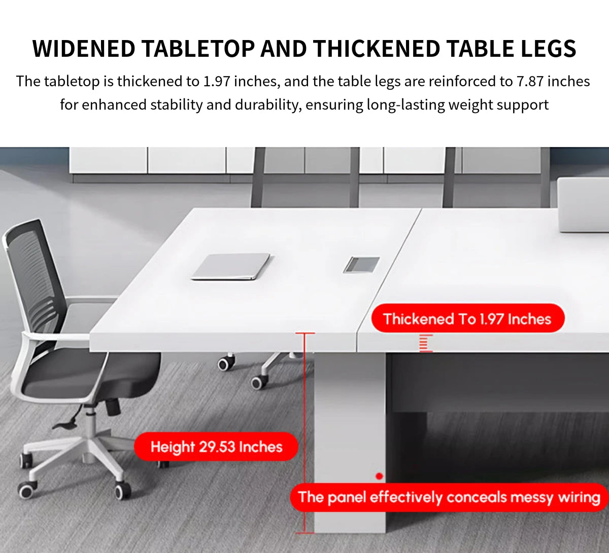 Modern Conference Table with Cable Management & Built-In Outlets for Boardroom — Detail image 5