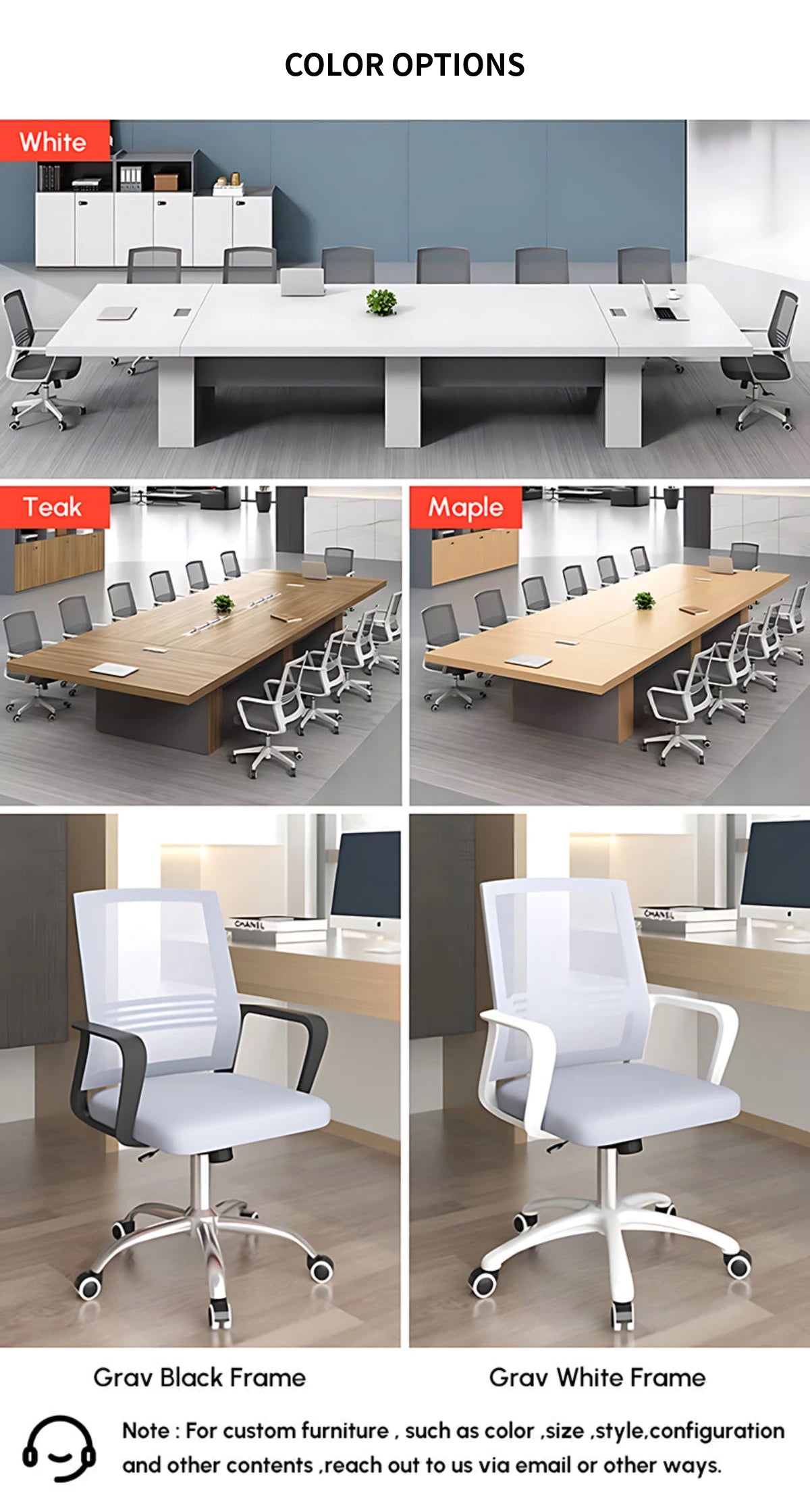 Modern Conference Table with Cable Management & Built-In Outlets for Boardroom — Detail image 9