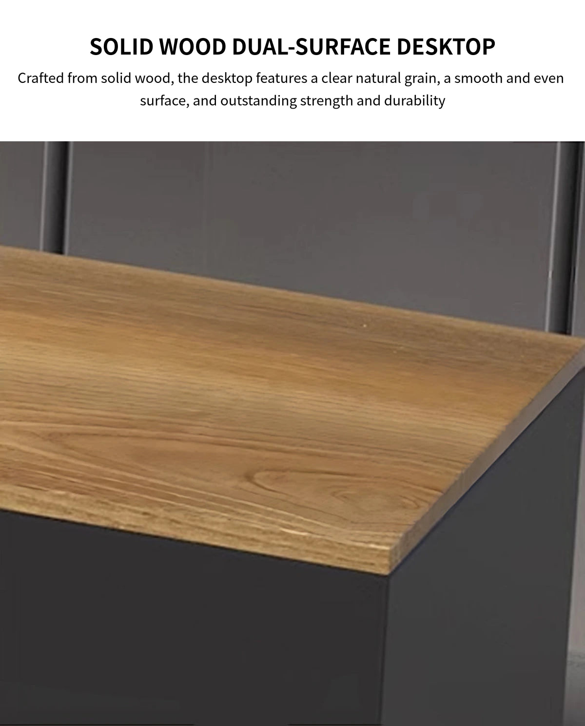 Curved Reception Desk with LED Lighting, Solid Wood & Breathable Mesh for Office Lobby — Detail image 5