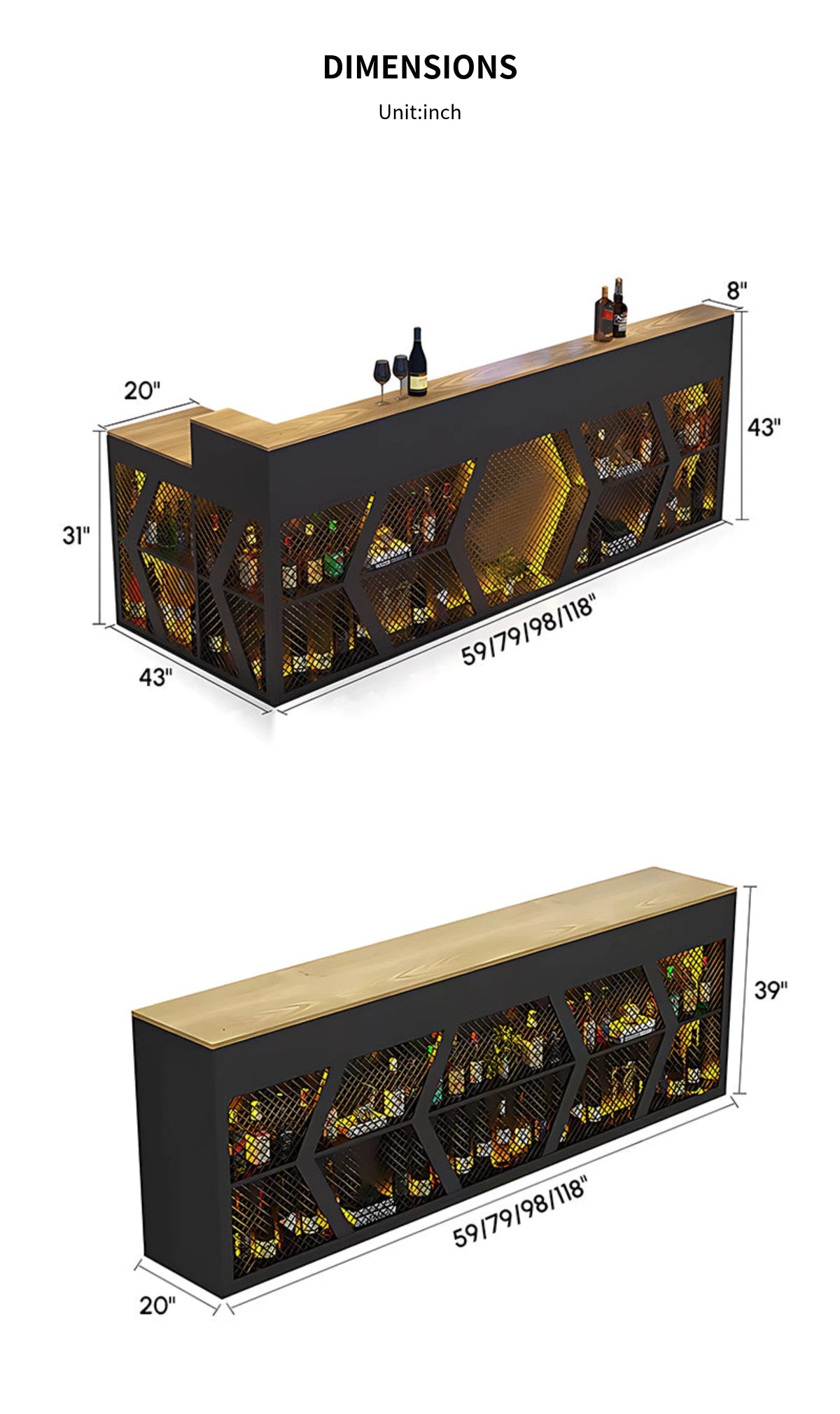 Curved Reception Desk with LED Lighting, Solid Wood & Breathable Mesh for Office Lobby — Detail image 12