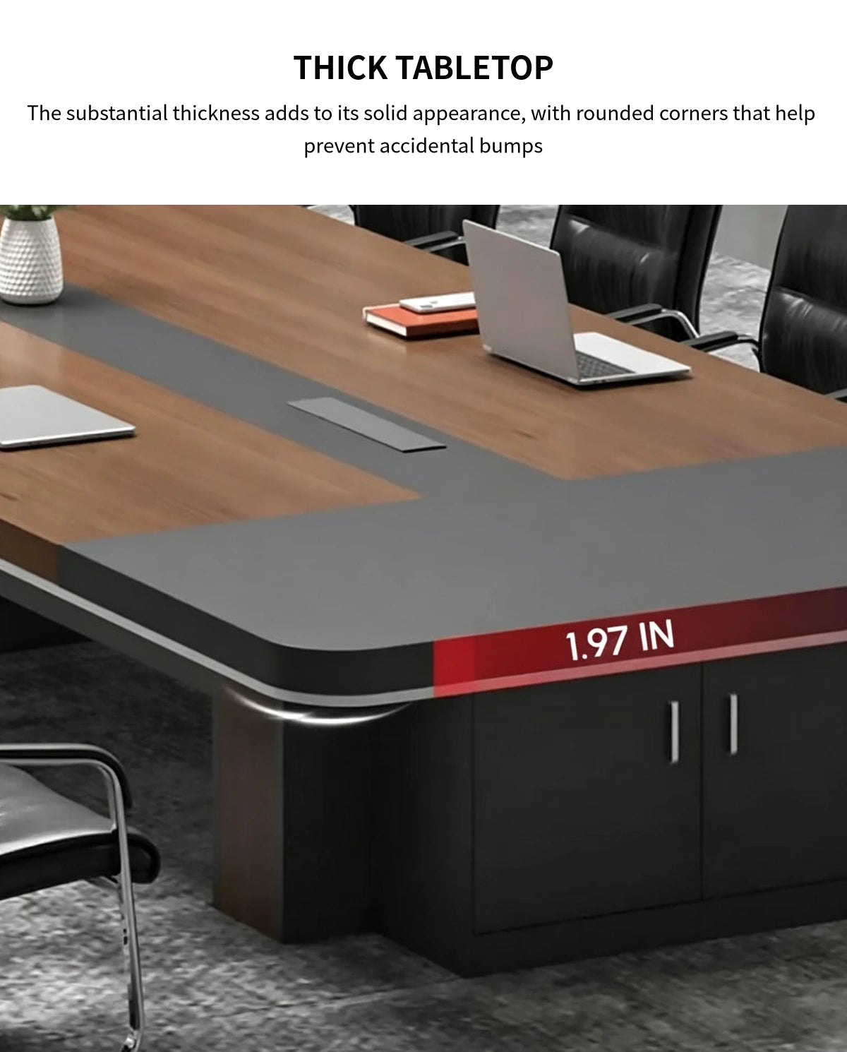 Curved Conference Table with Built-In Outlets & Lumbar Support for Boardroom — Detail image 3