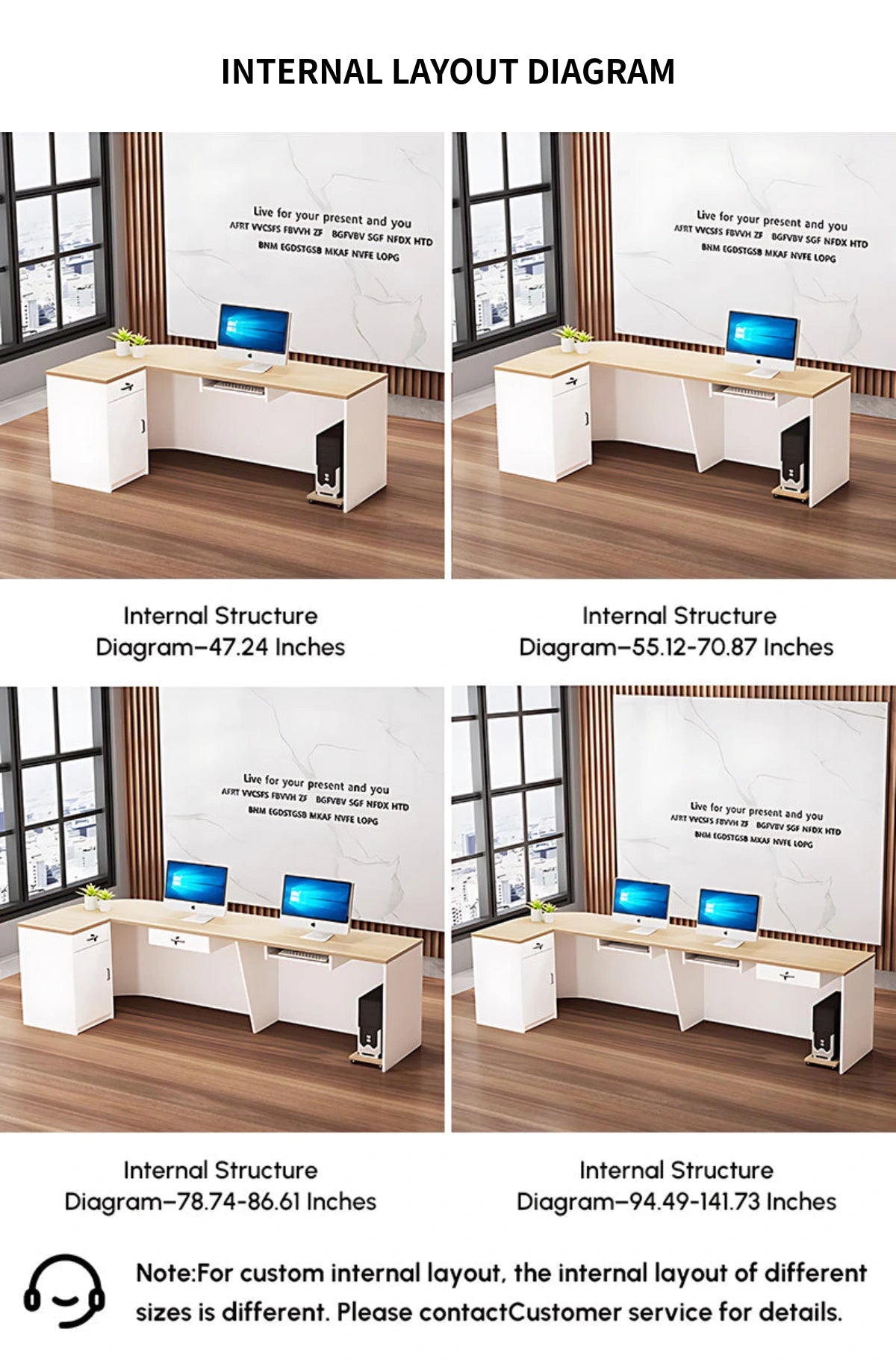 L-Shaped Reception Desk 79-142 in Wide with Keyboard Tray, Lockable & Lumbar Support — Detail image 8