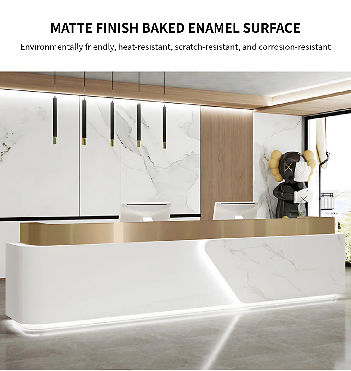 Salon Reception Desk 71-142 in Wide with Dual-Tone & LED Lighting for Salon — Detail image 2