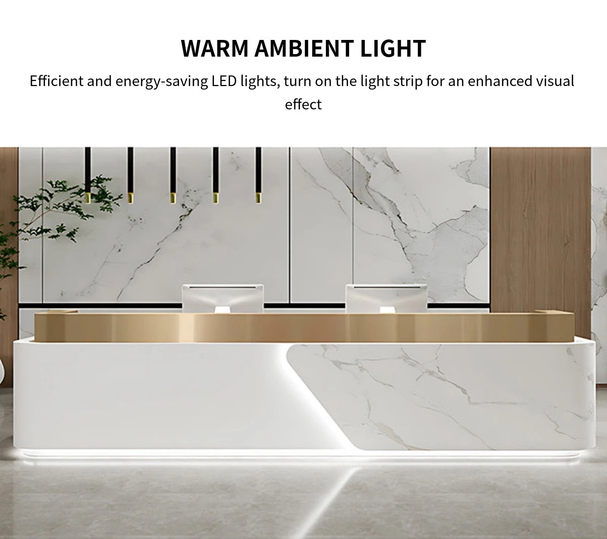 Salon Reception Desk 71-142 in Wide with Dual-Tone & LED Lighting for Salon — Detail image 4