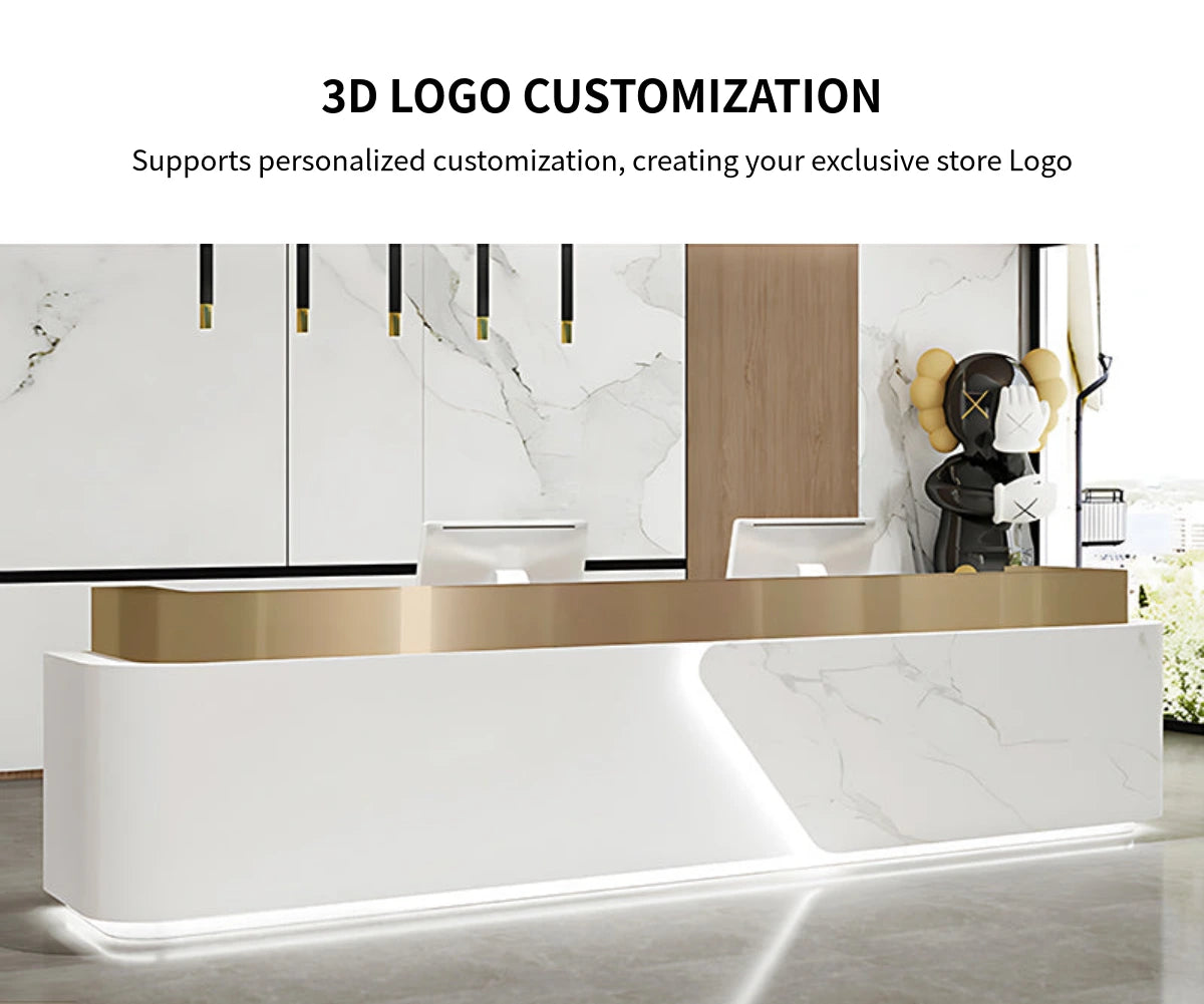 Salon Reception Desk 71-142 in Wide with Dual-Tone & LED Lighting for Salon — Detail image 5
