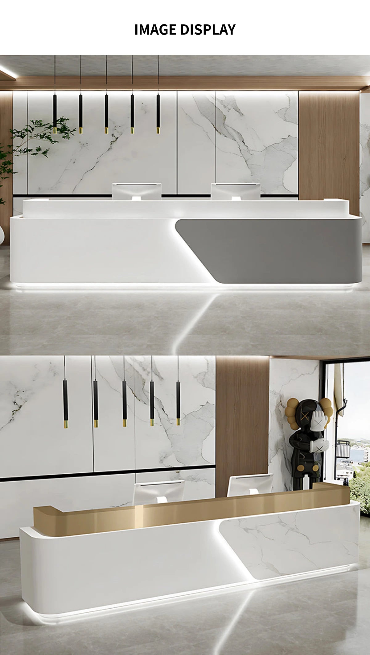 Salon Reception Desk 71-142 in Wide with Dual-Tone & LED Lighting for Salon — Detail image 6