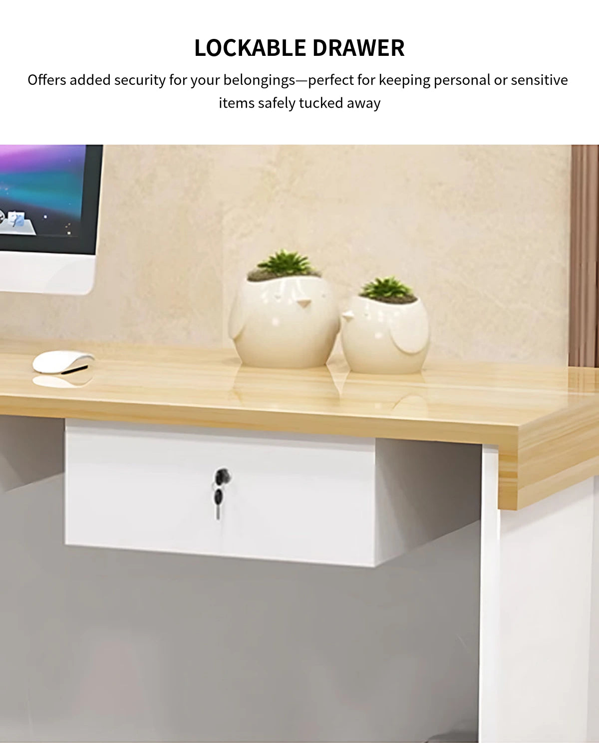 Curved Reception Desk 31-71 in Wide with Lockable, File Drawers & Fluted Front for Salon — Detail image 8