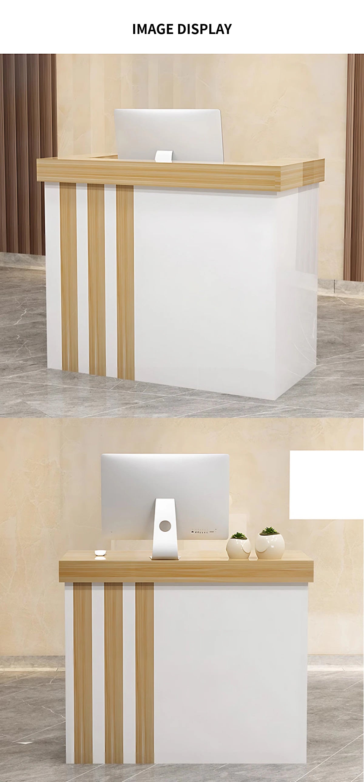 Curved Reception Desk 31-71 in Wide with Lockable, File Drawers & Fluted Front for Salon — Detail image 11