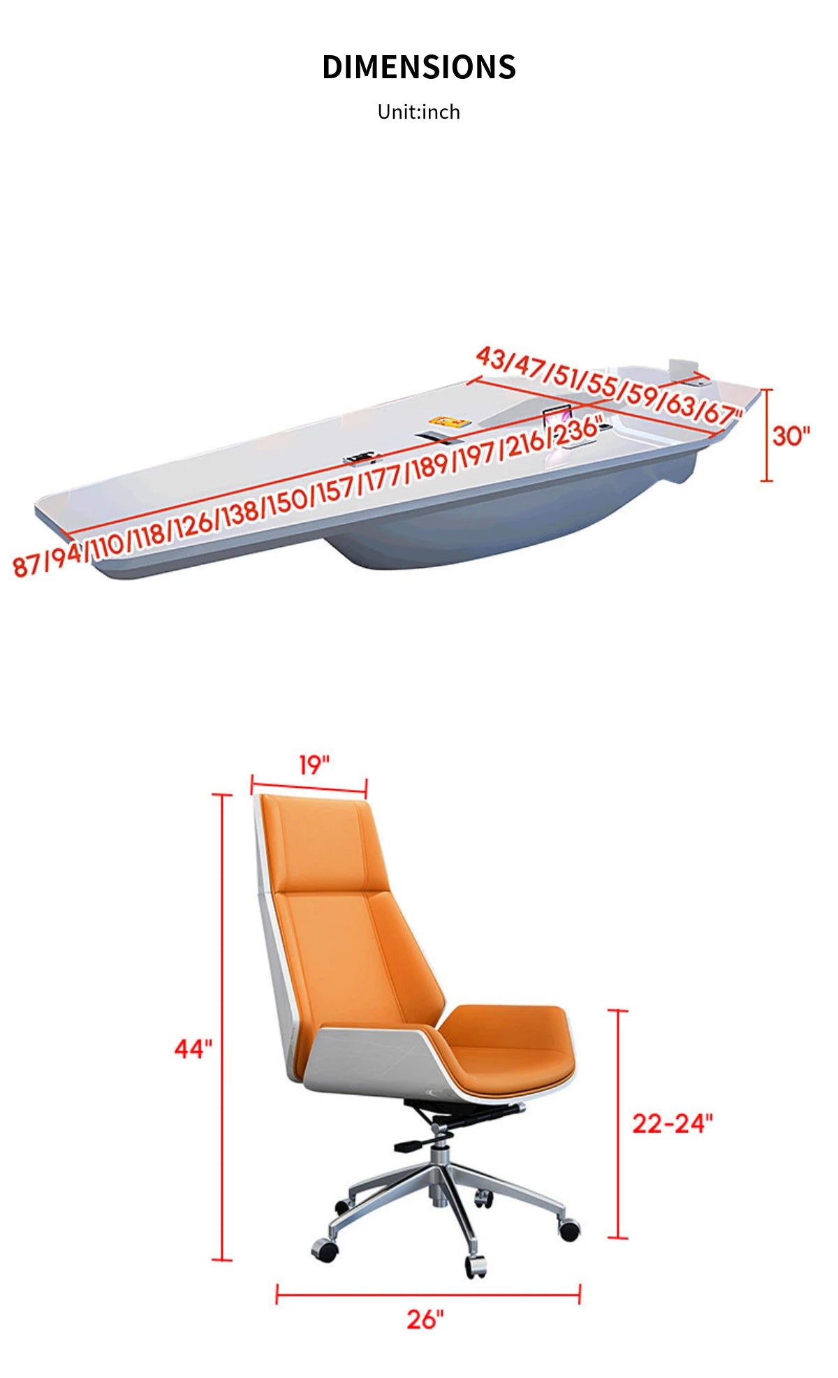 Modern Conference Table 23-236 in Wide (1.9-19.7 ft) for Meeting Room — Detail image 8