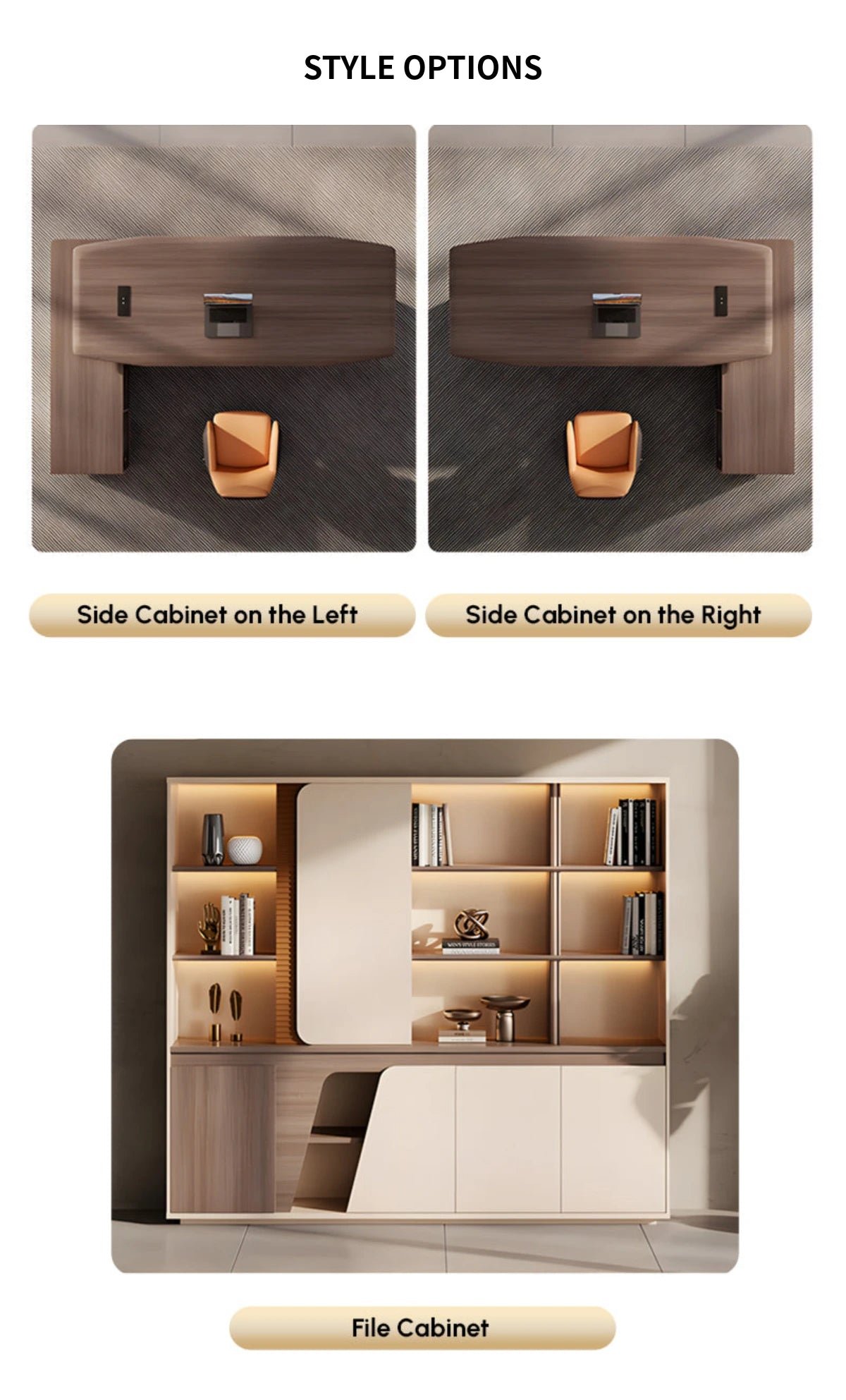 Modern Executive Desk with Cable Management, Lockable & File Drawers for Home Office — Detail image 12