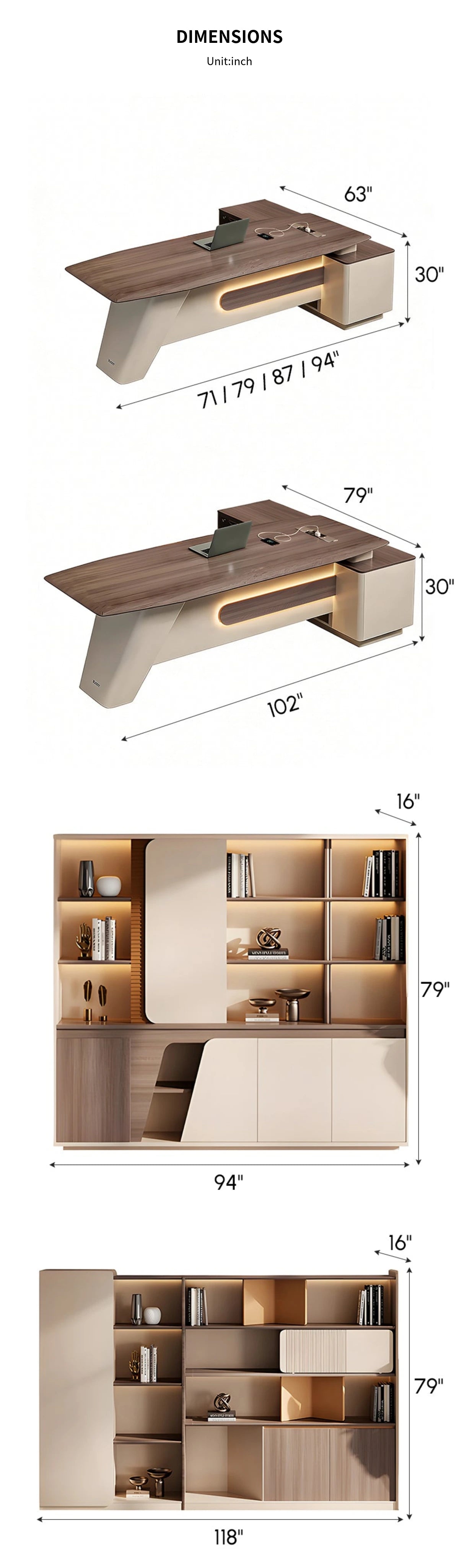 Modern Executive Desk with Cable Management, Lockable & File Drawers for Home Office — Detail image 13
