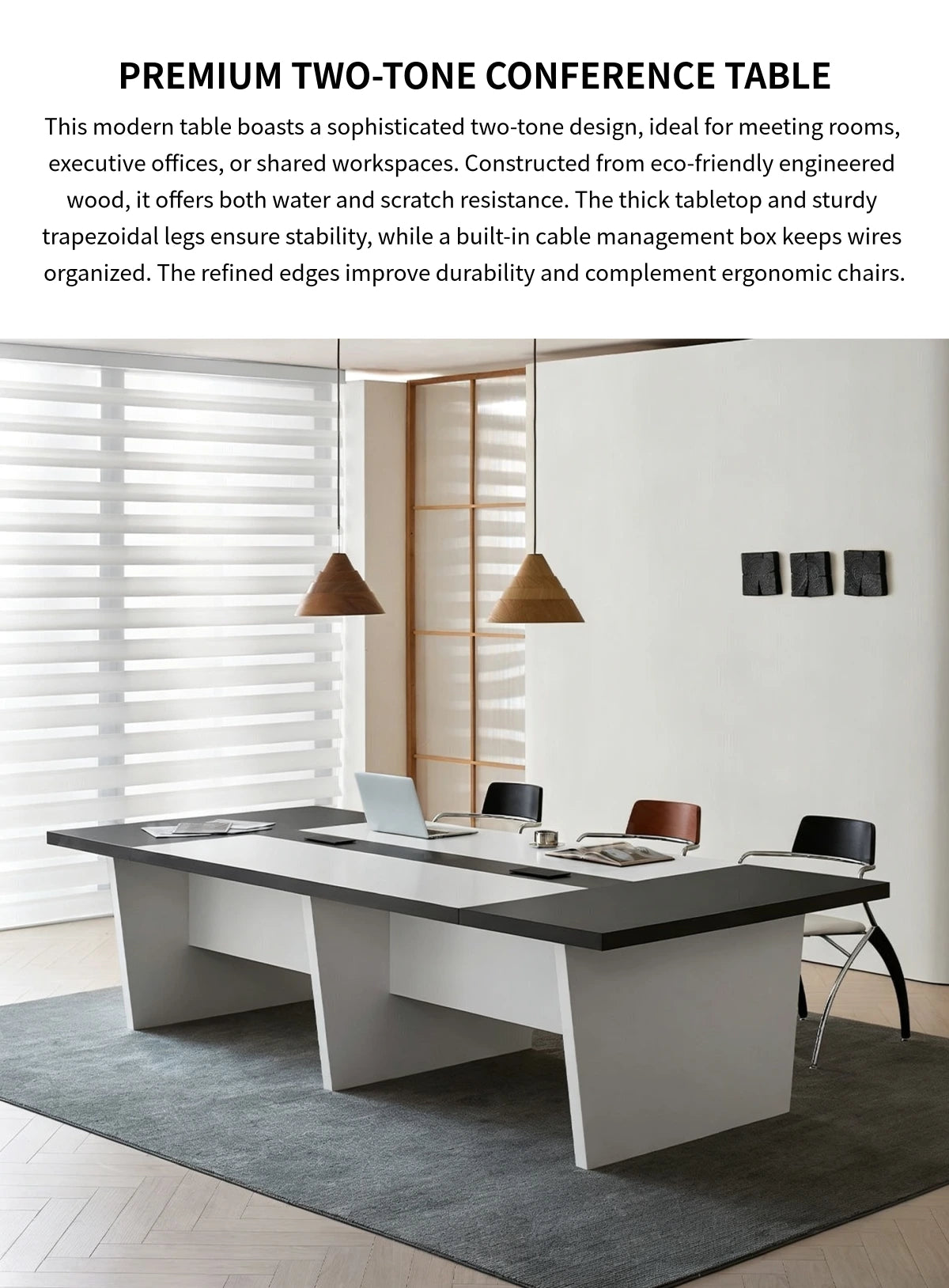 Modern Conference Table with Dual-Tone, Cable Management & Lumbar Support for Meeting Room — Detail image 1