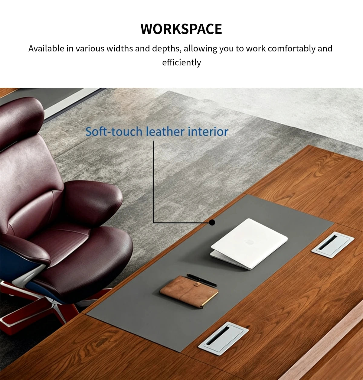 Modern Executive Desk 28-142 in Wide with Walnut for Home Office — Detail image 4