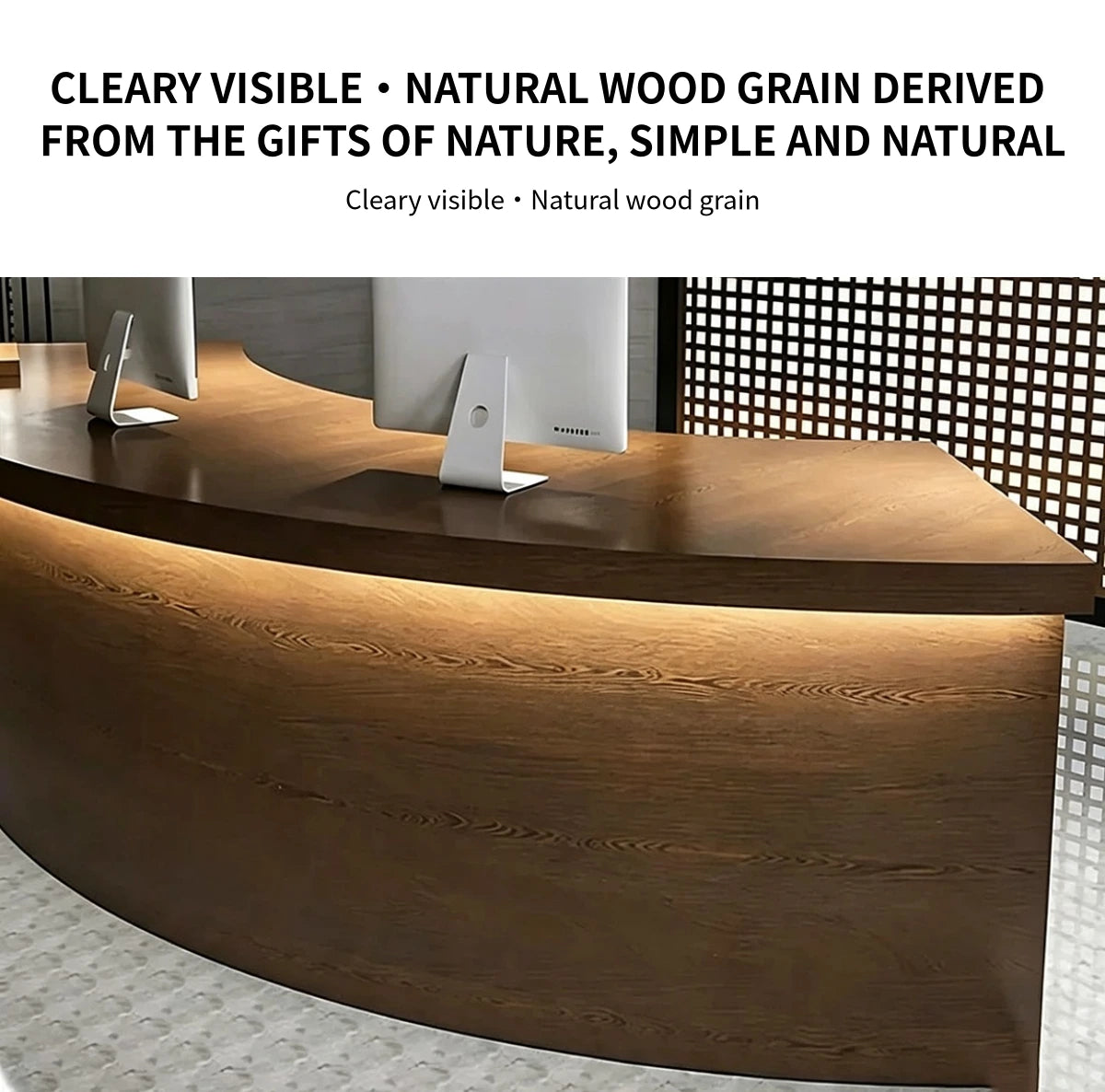 Curved Reception Desk 59-181 in Wide with Solid Wood & Lumbar Support for Office Lobby — Detail image 2