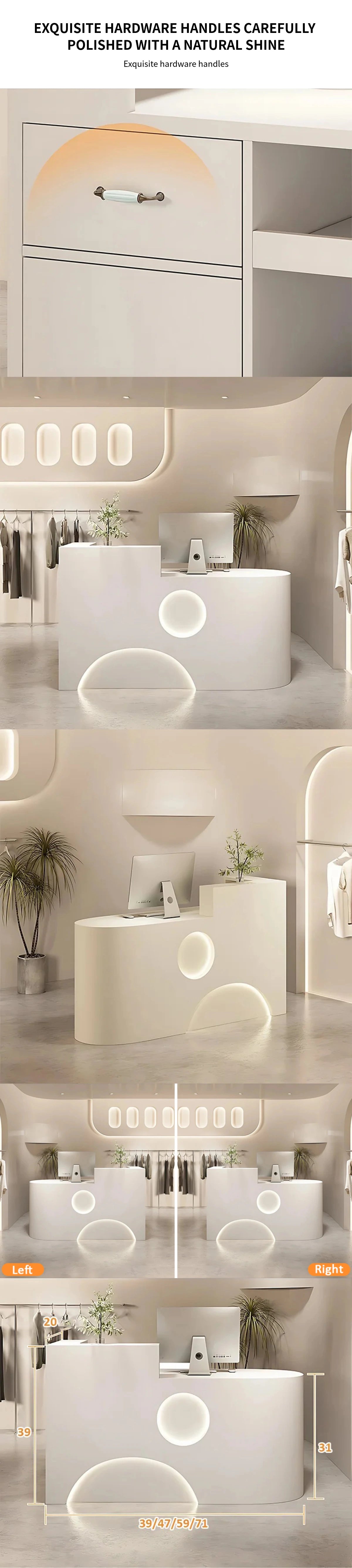 Customizable Luxury Durable Front Desk with LED Strip — Detail image 6