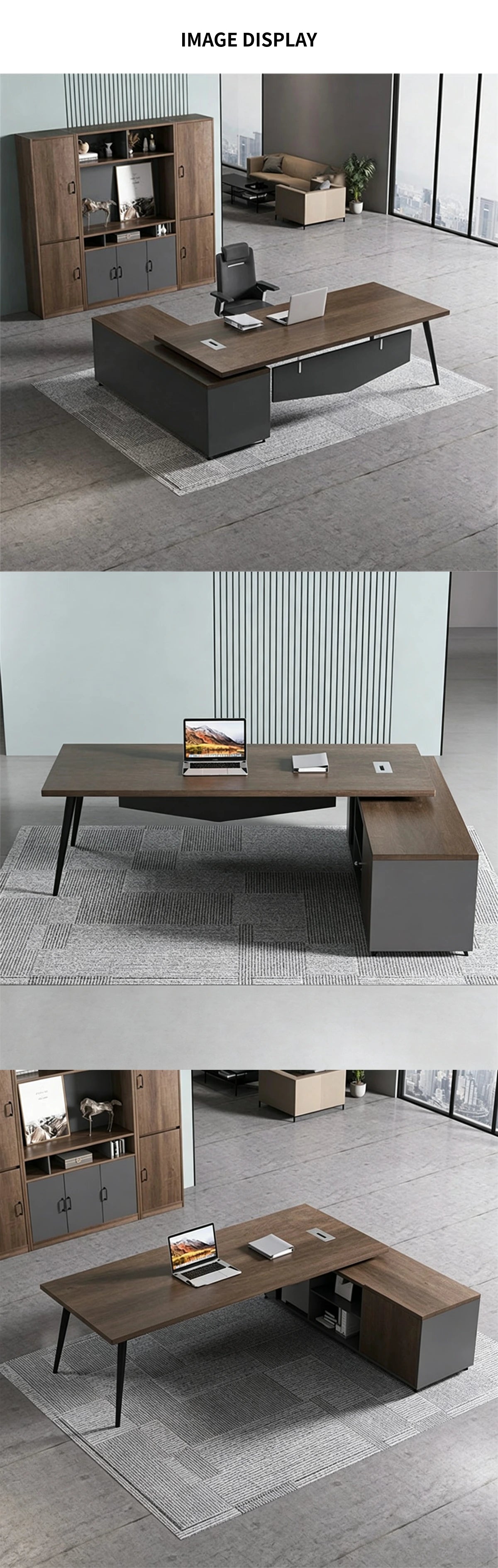 Modern Executive Desk 51-75 in Wide with Cable Management, Lumbar Support & Privacy Panel — Detail image 10